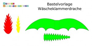 Bastelvorlage Wäschklammerdrache