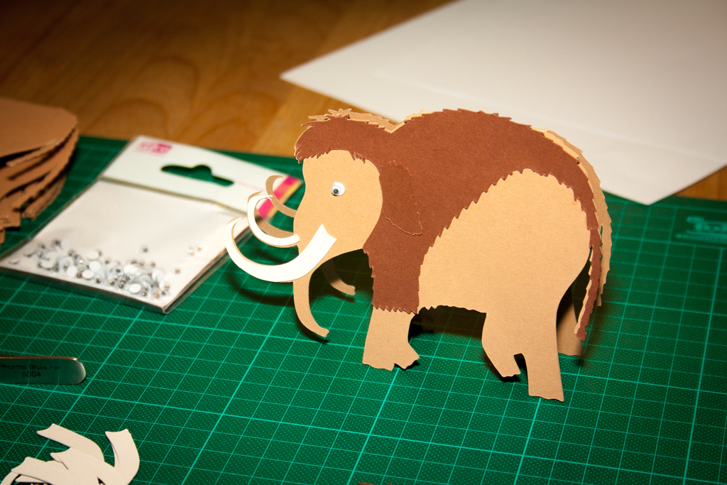 6 Einladungskarten Steinzeit-Mammut – Bunt, Ca. 21 X 11 Cm, Aus Pappe, Beidseitig Bedruckt